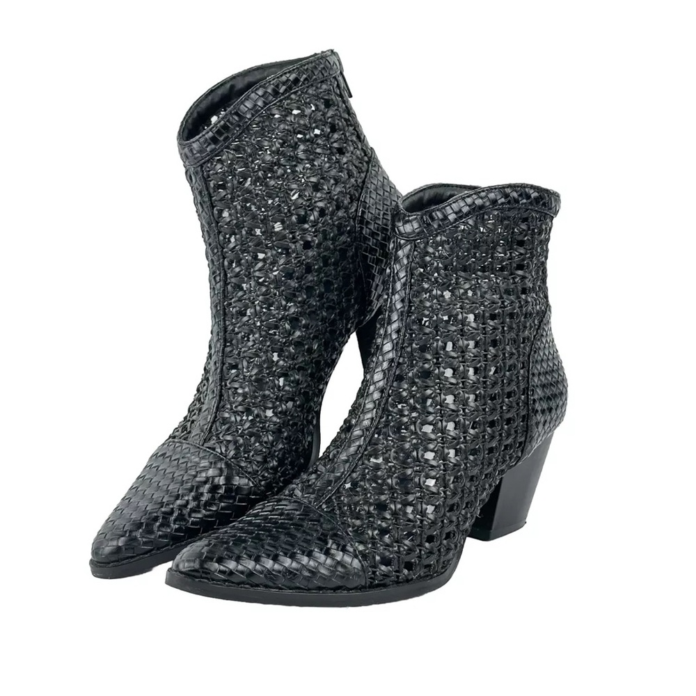Black Woven Ankle Boots
